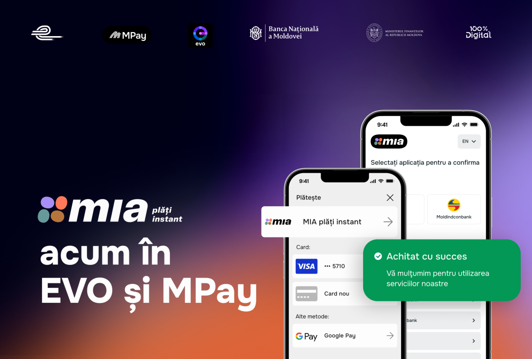 MIA Plăți Instant, acum în EVO și MPay. Primele 120 de servicii publice disponibile