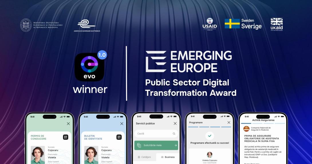 EVO a câștigat în categoria „Public Sector Digital Transformation” la Emerging Europe Awards 2024!