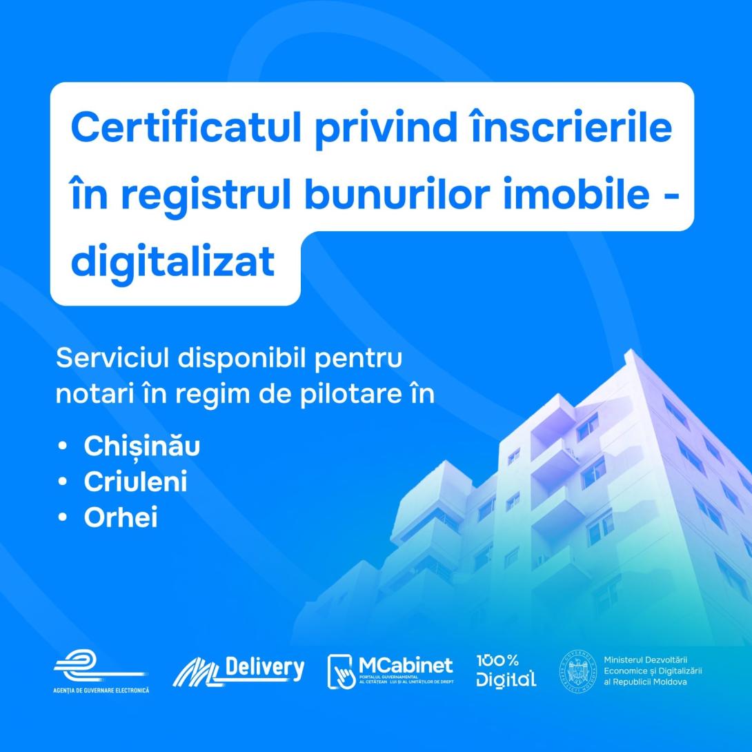 Serviciul de înregistrare a drepturilor în Registrul bunurilor imobile la cererea notarilor, digitalizat