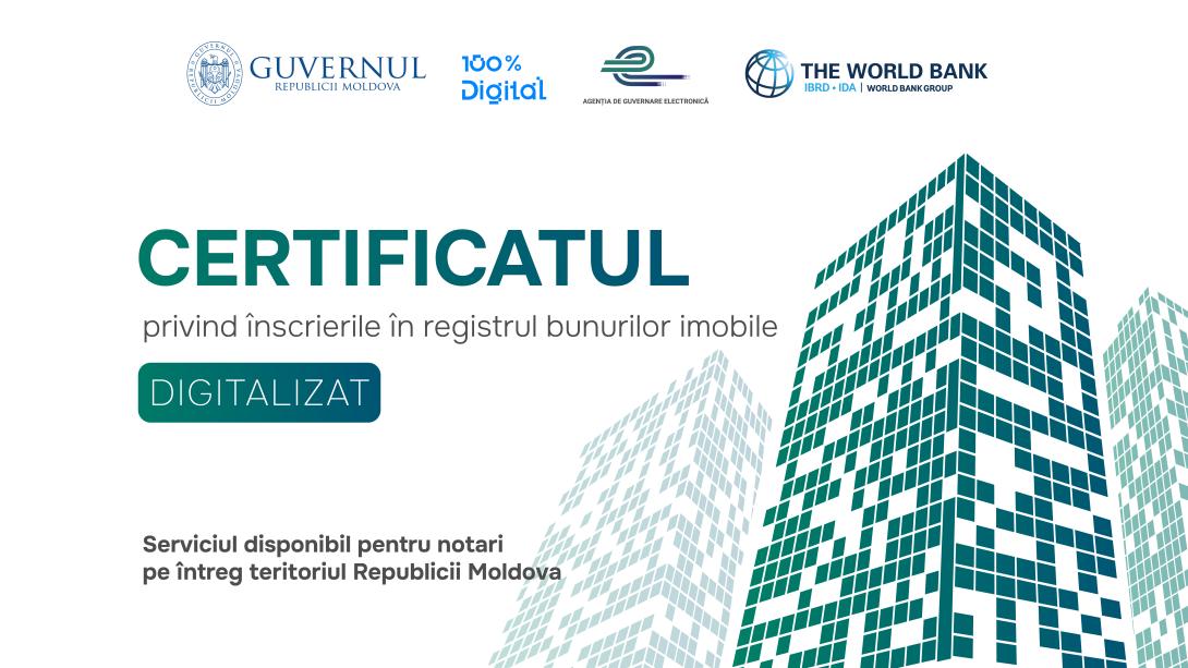 Înregistrarea digitală a drepturilor în registrul bunurilor imobile de către notari, disponibilă pe întreg teritoriul țării